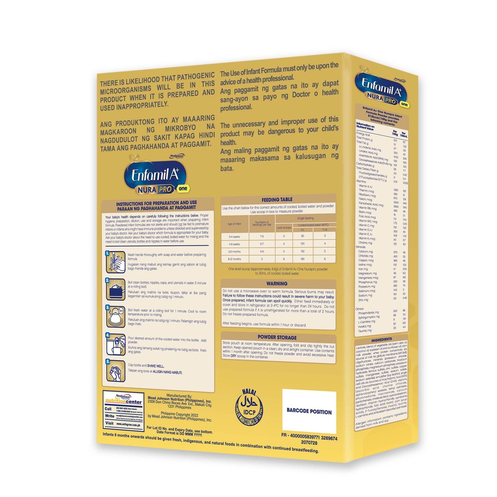 Enfamil A+ One Nurapro 350g Infant Formula Powder for 0-6 Months