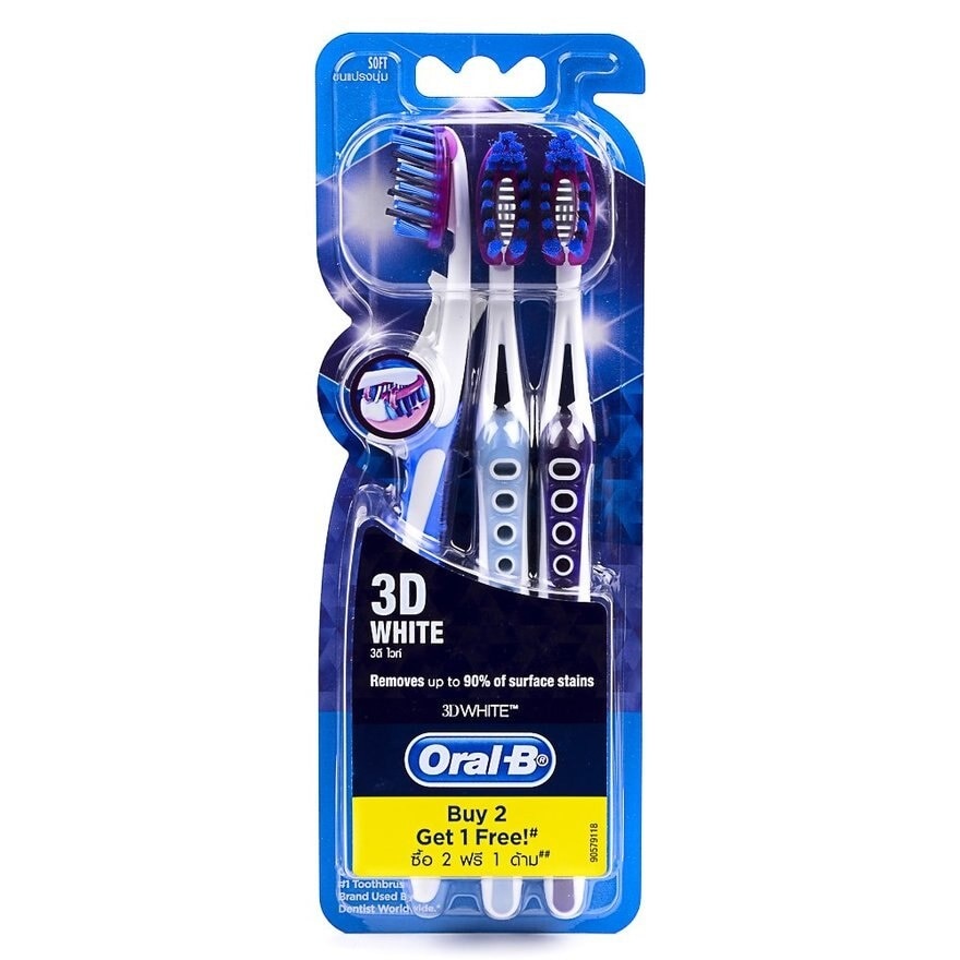 Soft 3D White Whitening Manual Toothbrush 3 Pieces