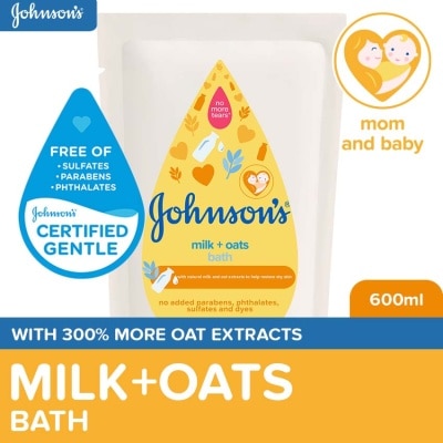 JOHNSONS BABY Johnson's Milk + Oats Baby Bath 600ml Refill -Baby Essentials,Baby Care,Baby Wash Body Wash For Baby