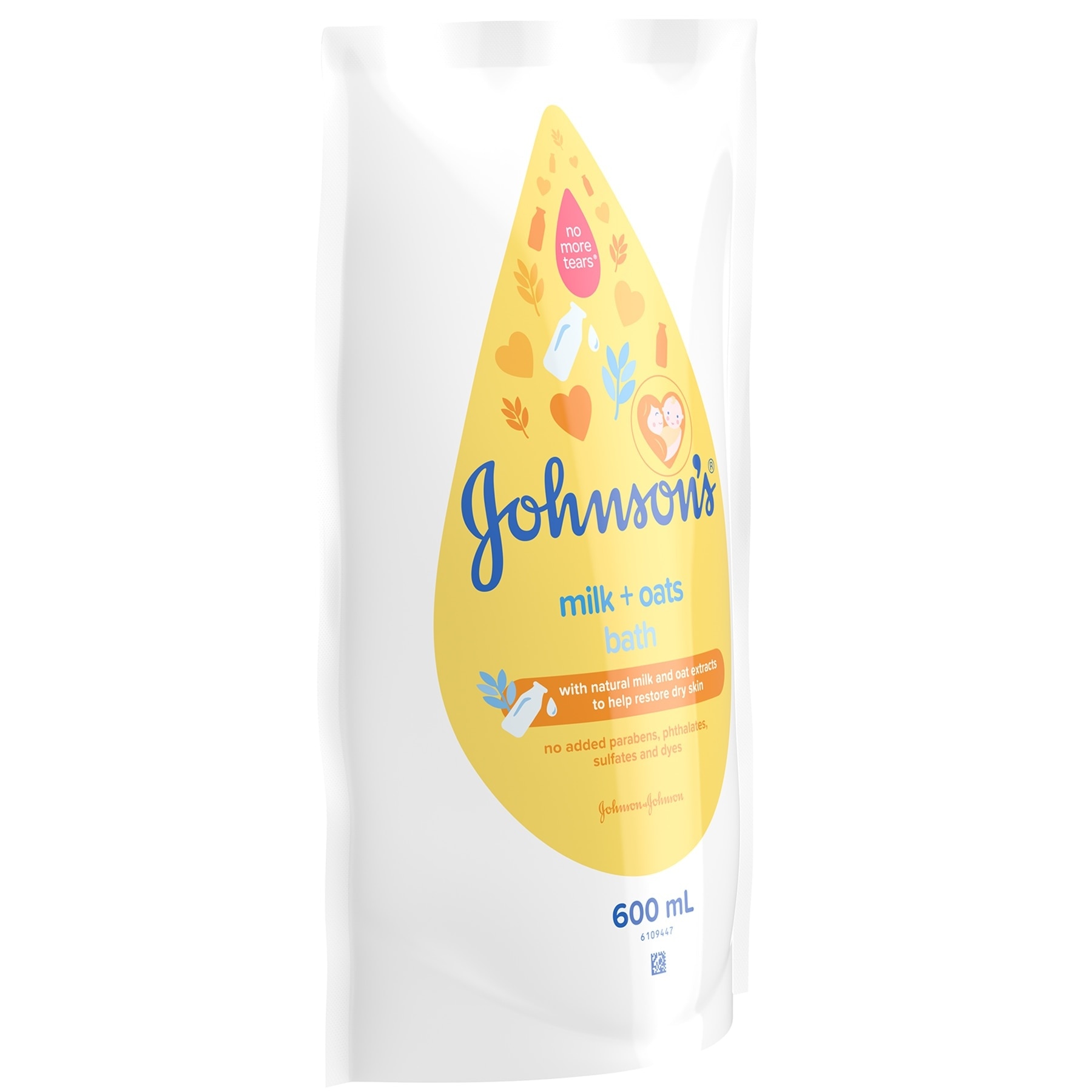 Johnson's Milk + Oats Baby Bath 600ml Refill -Baby Essentials,Baby Care,Baby Wash Body Wash For Baby