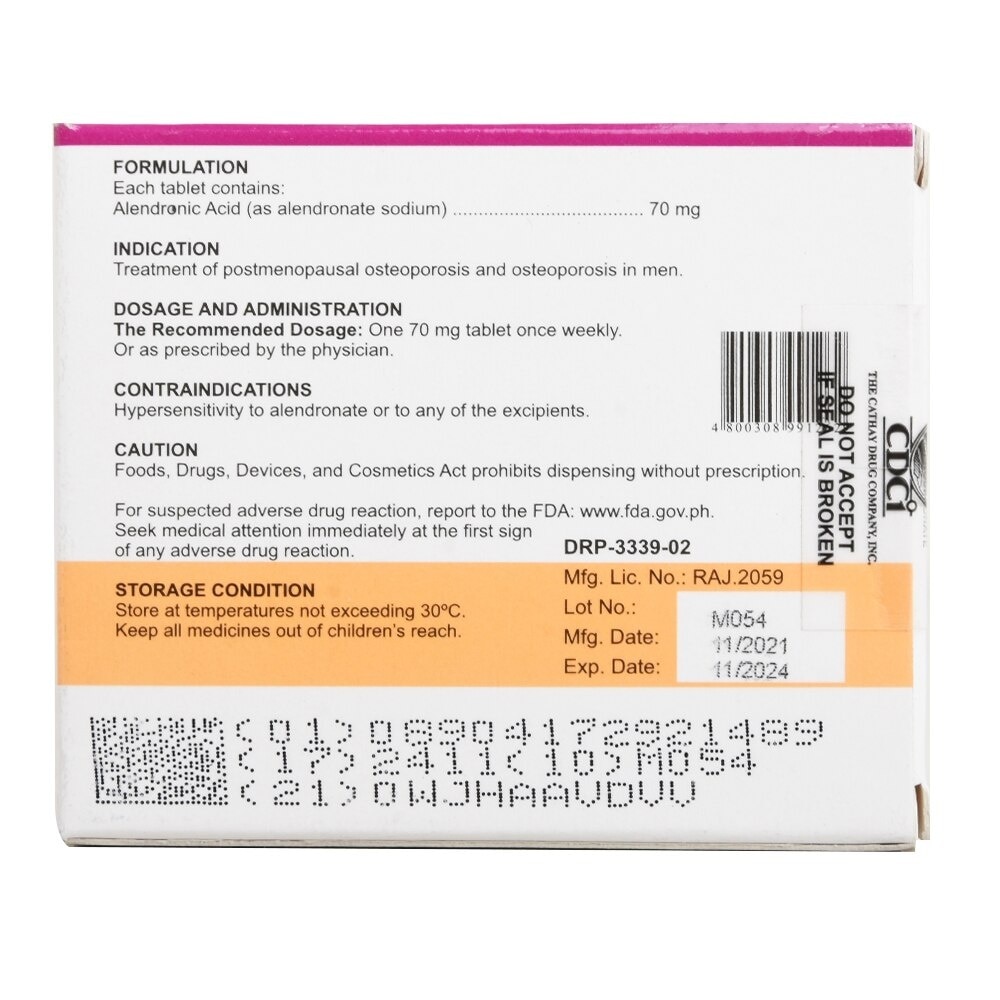 Alendronic Acid 70mg 2 Tablets [PRESCRIPTION REQUIRED]