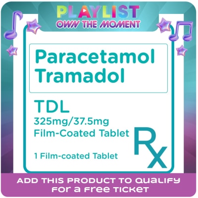 TDL - TDL Paracetamol + Tramadol 325mg/37.5mg 1 Film-Coated Tablet  Sold Per Piece [PRESCRIPTION REQUIRED]