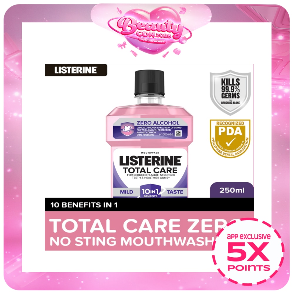 Listerine Total Care Zero Alcohol/ Alcohol Free Mouthwash 250ml - Mild Taste for Complete Oral Care