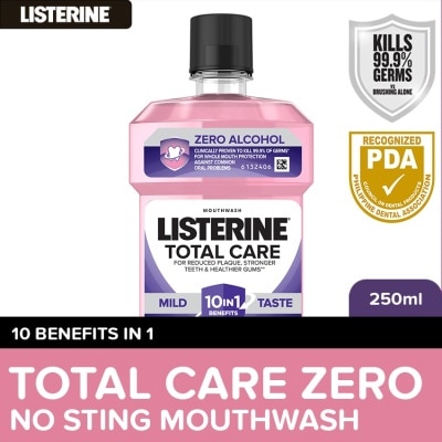 LISTERINE Listerine Total Care Zero Alcohol/ Alcohol Free Mouthwash 250ml - Mild Taste for Complete Oral Care