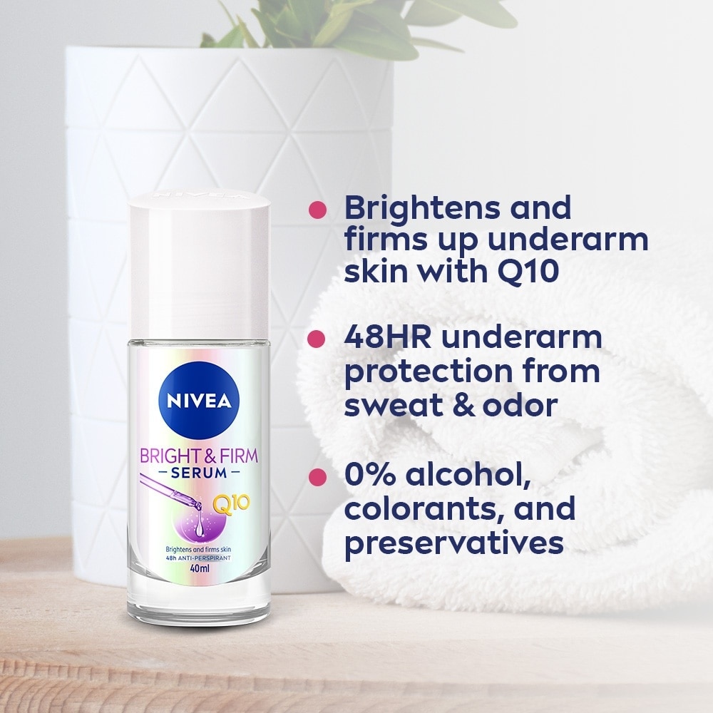 NIVEA Deodorant Extra Bright & Firm with Q10 Anti-Perspirant Serum Roll-On 40ml