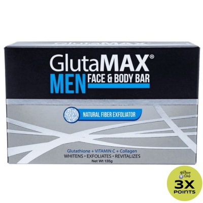 GLUTAMAX Men Face and Body Bar Natural Fiber Exfoliator 135g