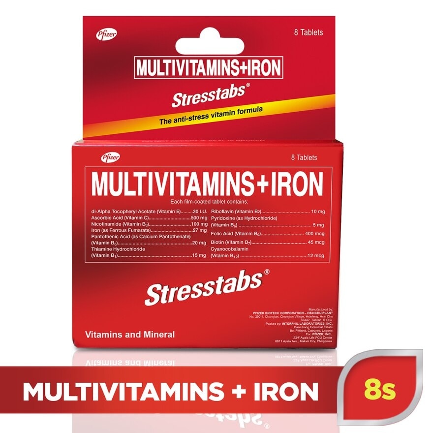 Stresstabs Multivitamins + Iron 8 Tablets