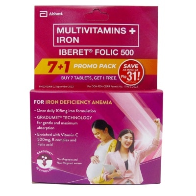 IBERET Folic 500 Multivitamins + Iron 7+1 Tablets Promo Pack