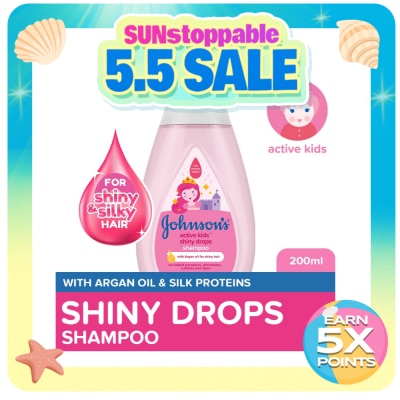 JOHNSONS BABY - Johnson's Active Kids Shiny Drops Baby Shampoo 200ml - Shampoo for Kids, For Kids Bath