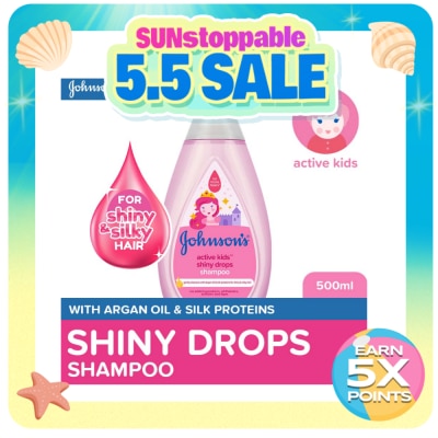 JOHNSONS BABY - Johnson's Active Kids Shiny Drops Baby Shampoo 500ml - Shampoo for Kids, For Kids Bath
