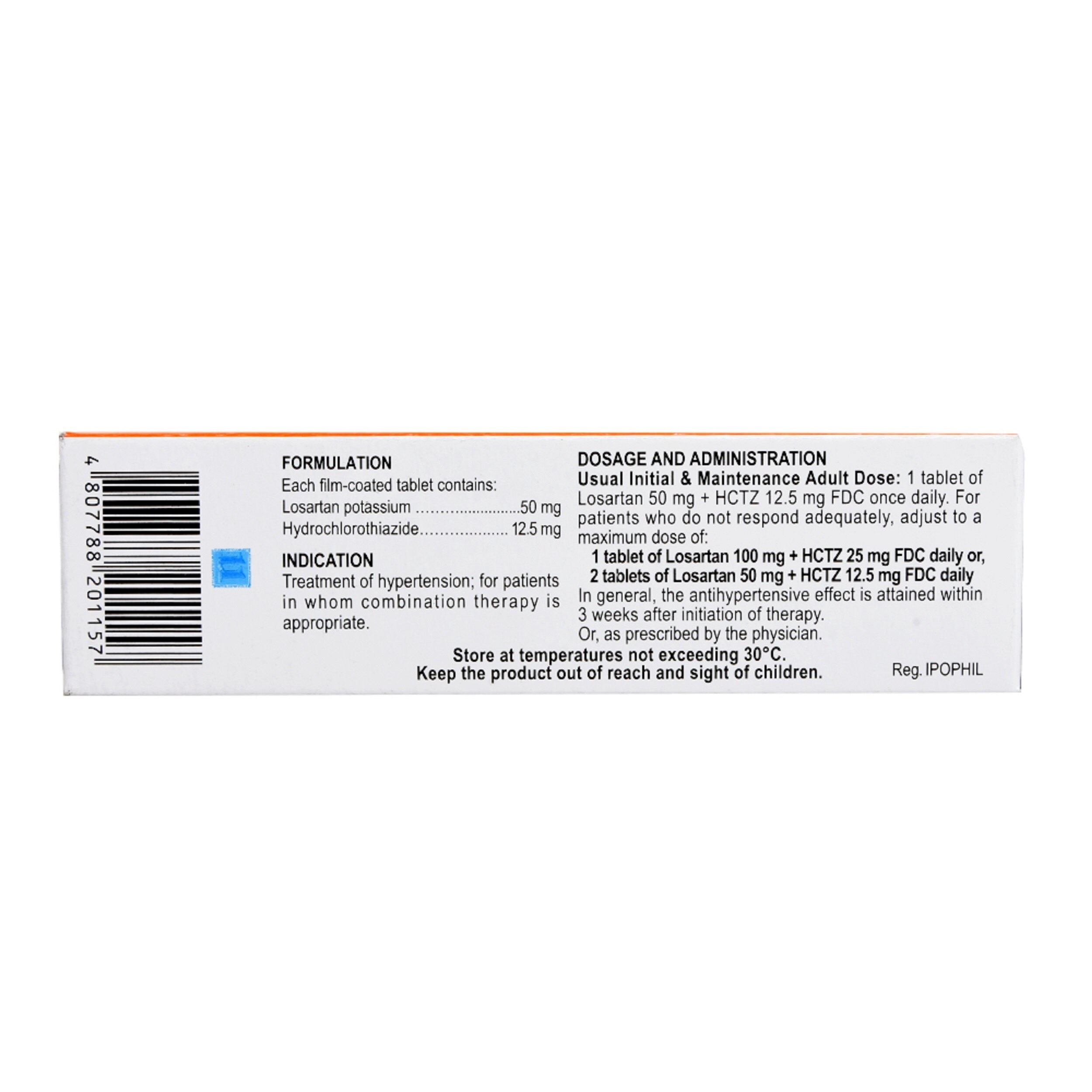 Losartan Potassium + Hydrochlorothiazide 50mg/12.5mg 1 Tablet [Prescription Required]