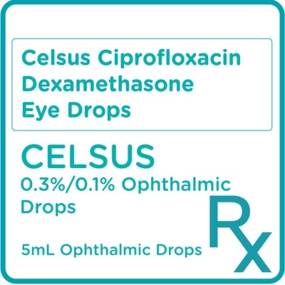 CELSUS Celsus Ciprofloxacin Dexamethasone Eye Drops 0.3%/0.1% 5mL Ophthalmic Drops [PRESCRIPTION REQUIRED]