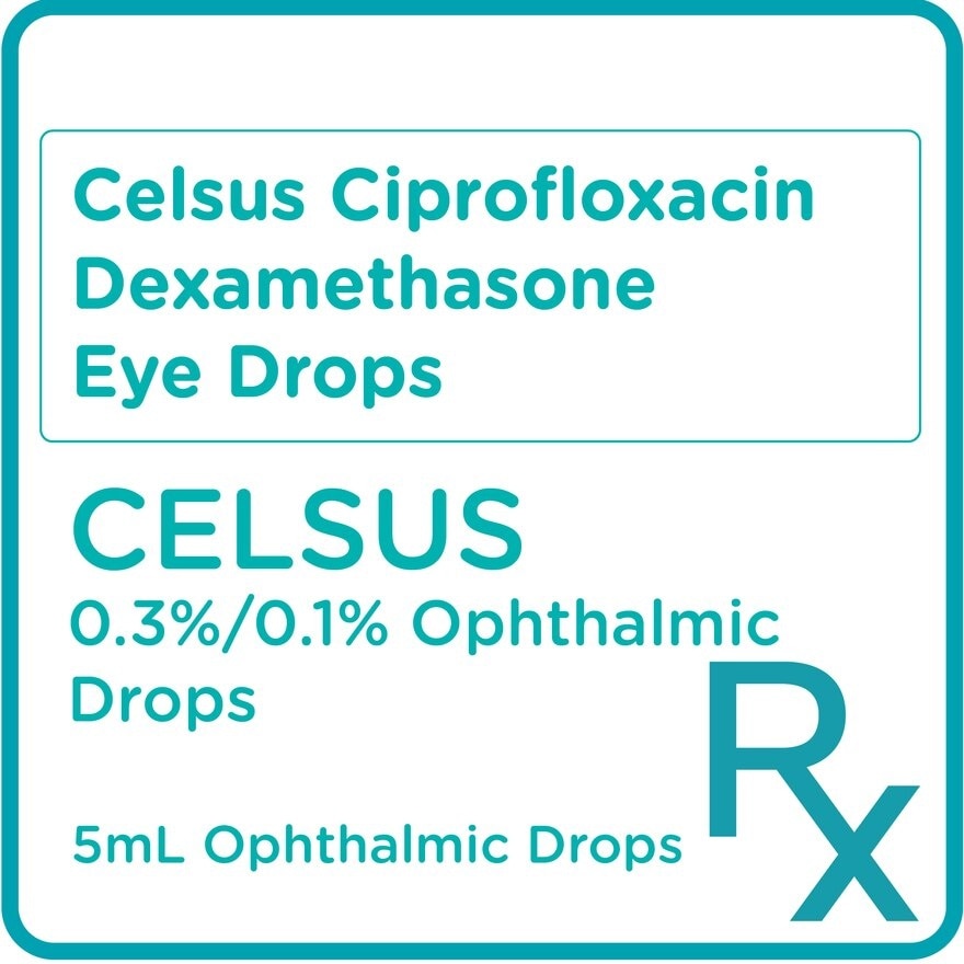 Celsus Ciprofloxacin Dexamethasone Eye Drops 0.3%/0.1% 5mL Ophthalmic Drops [PRESCRIPTION REQUIRED]