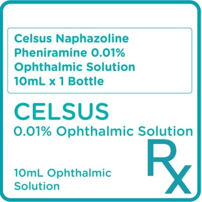CELSUS Celsus Naphazoline Pheniramine 0.01% Ophthalmic Solution 0.01% 10mL Ophthalmic Solution [PRESCRIPTION REQUIRED]