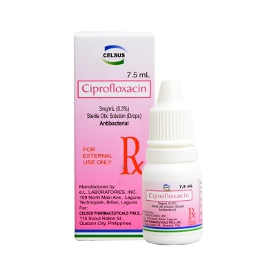 CELSUS Celsus Ciprofloxacin 0.3% 7.5mL Otic Solution [PRESCRIPTION REQUIRED]