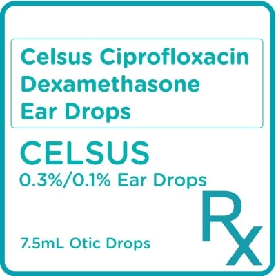 CELSUS - Celsus Ciprofloxacin Dexamethasone Ear Drops 0.3%/0.1% 7.5mL Otic Drops [PRESCRIPTION REQUIRED]