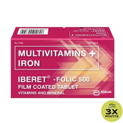 IBERET Folic 500 Multivitamins + Iron 30 Film-Coated Tablets
