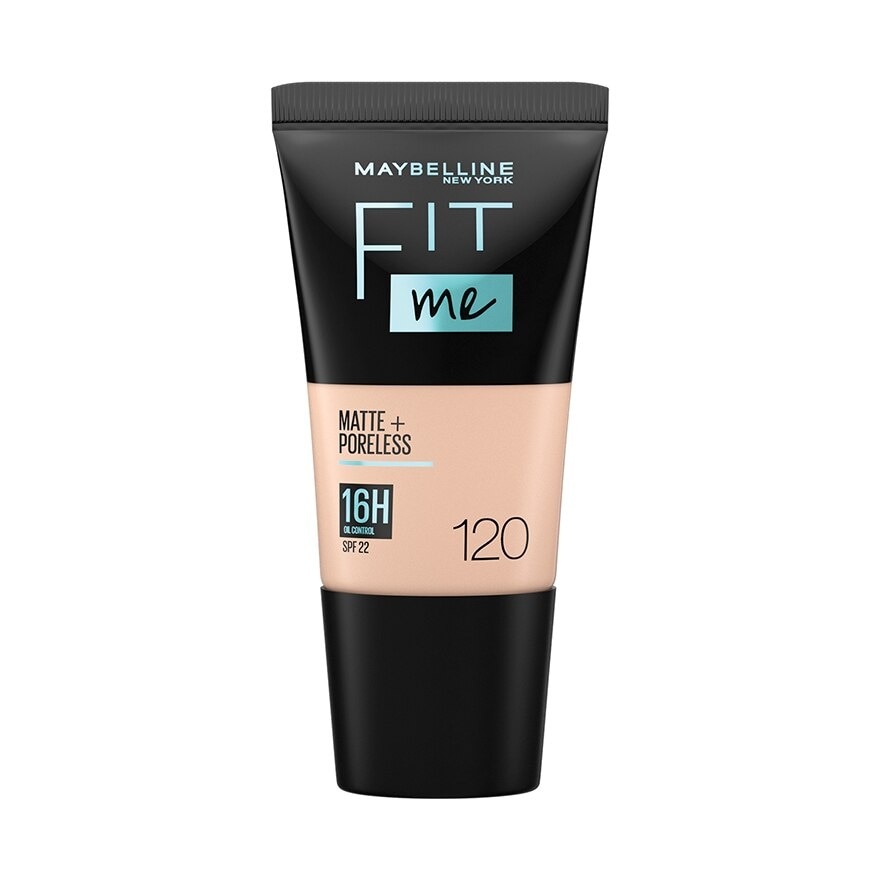 Fit Me Matte+Poreless Liquid Foundation Tube 18ml - 120 Classic Ivory [USA Bestseller] by Maybelline