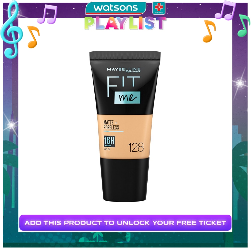MAYBELLINE Fit Me Matte+Poreless Liquid Foundation Tube 18ml - 128 Warm Nude [USA Bestseller] by Maybelline