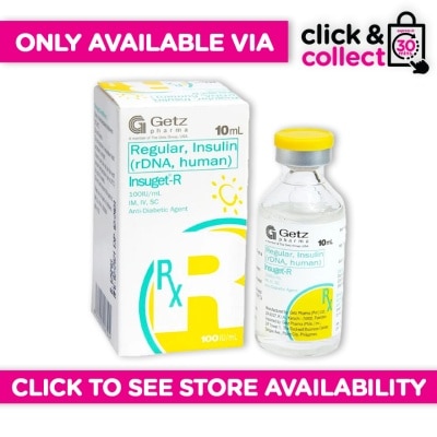 INSUGET Rvial 100IU/ML Injection [PRESCRIPTION REQUIRED] Available in Click & Collect Express Only