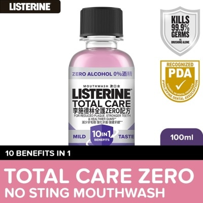 LISTERINE Listerine Total Care Zero Alcohol/ Alcohol Free Mouthwash 100ml - Mild Taste for Complete Oral Care