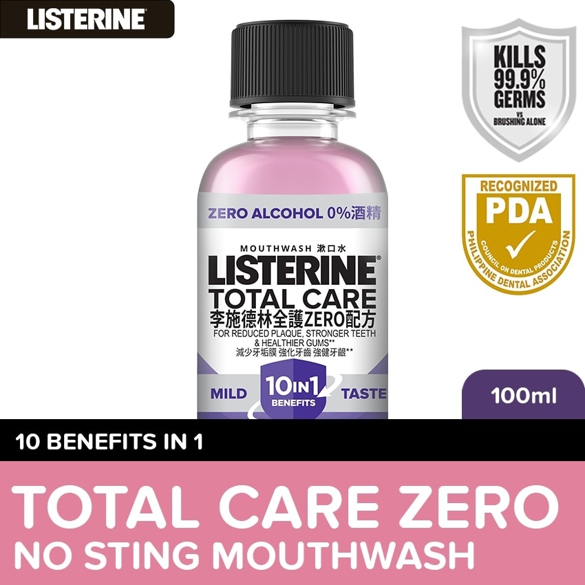 Listerine Total Care Zero Alcohol/ Alcohol Free Mouthwash 100ml - Mild Taste for Complete Oral Care