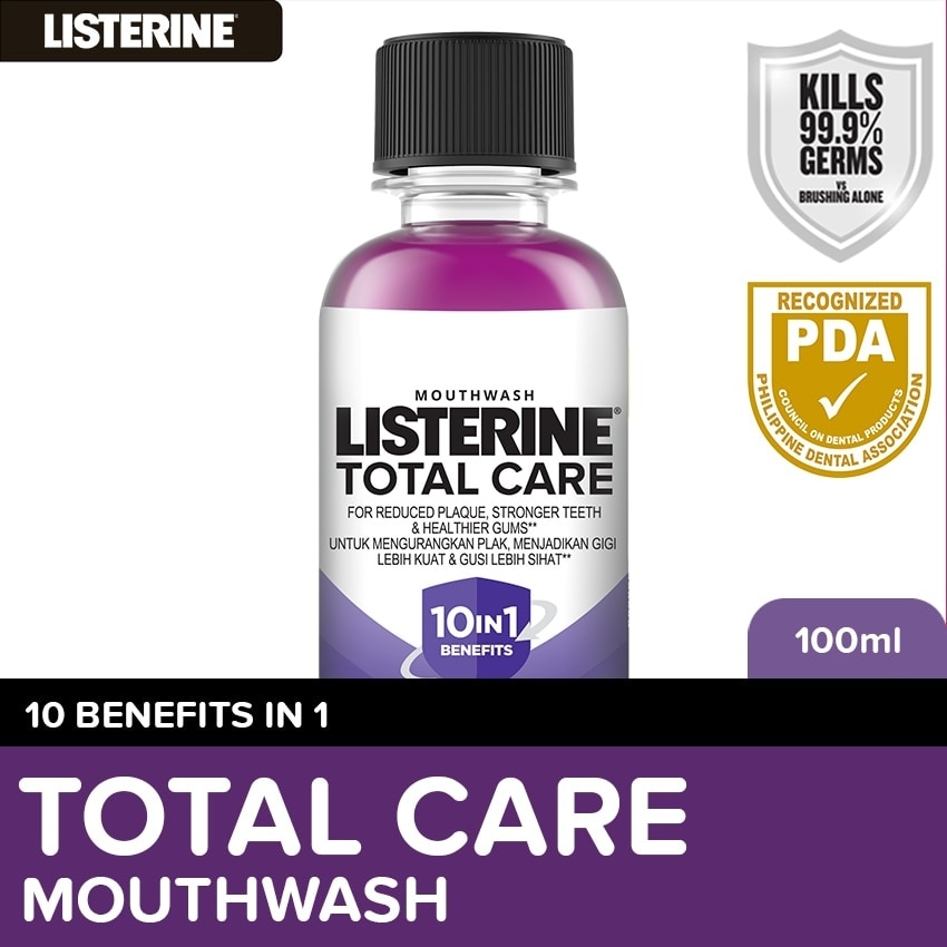 Listerine Total Care Mouthwash 100ml - For Complete Oral Care,Toothbrush Routine,Use with Toothpaste