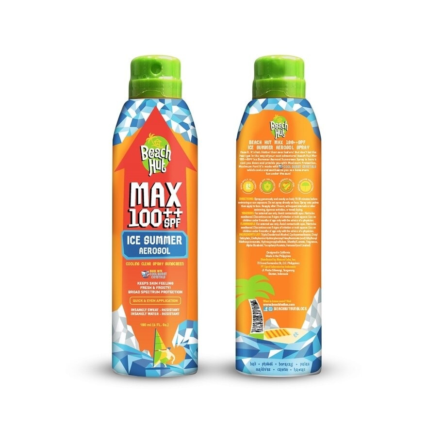 Beach Hut Max 100++ SPF Ice Summer Aerosol Spray 177ml