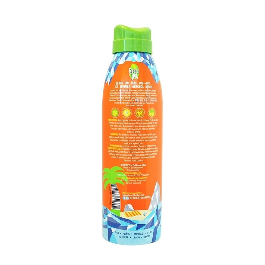 Beach Hut Max 100++ SPF Ice Summer Aerosol Spray 177ml