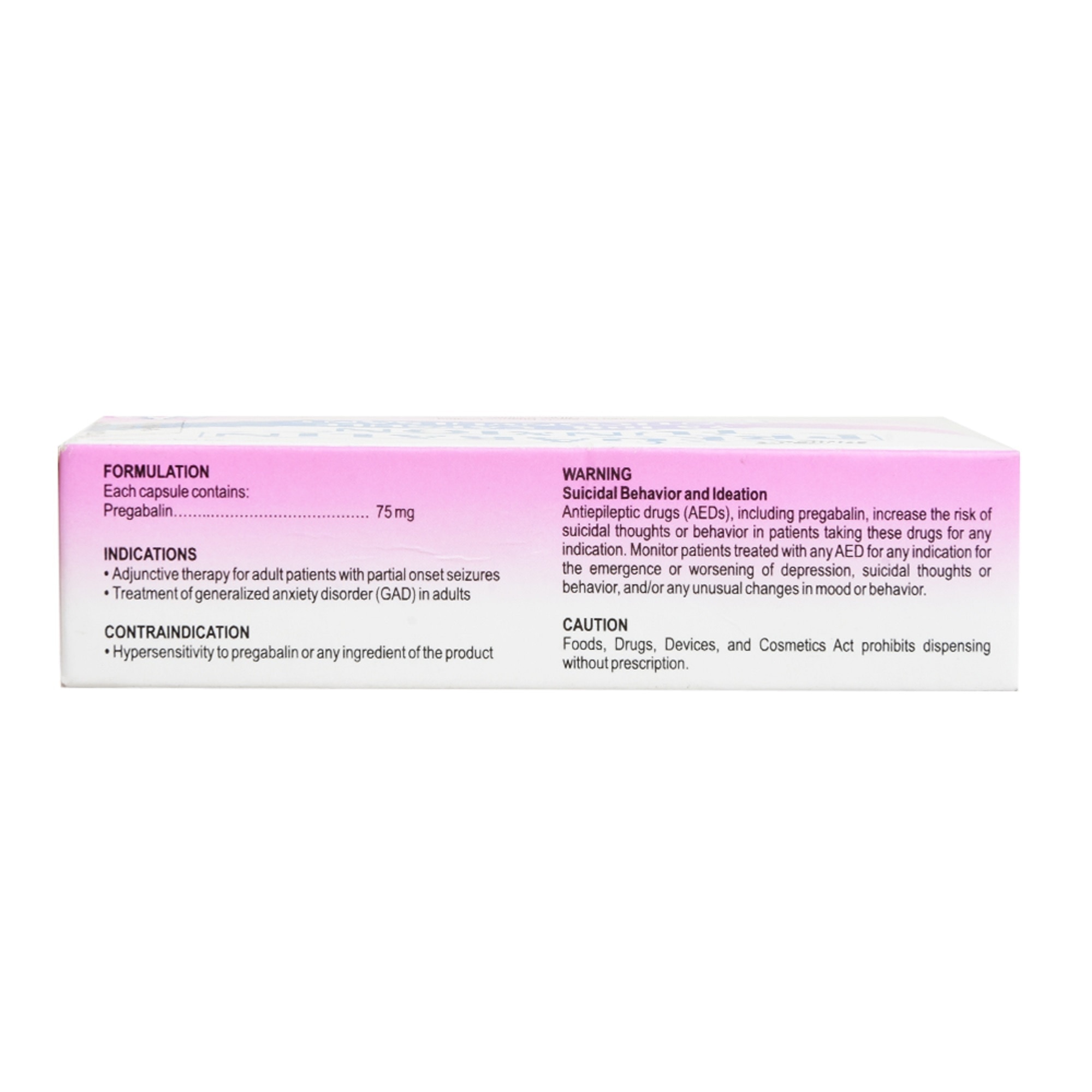 Pregabalin 75mg 1 Tablet [PRESCRIPTION REQUIRED]