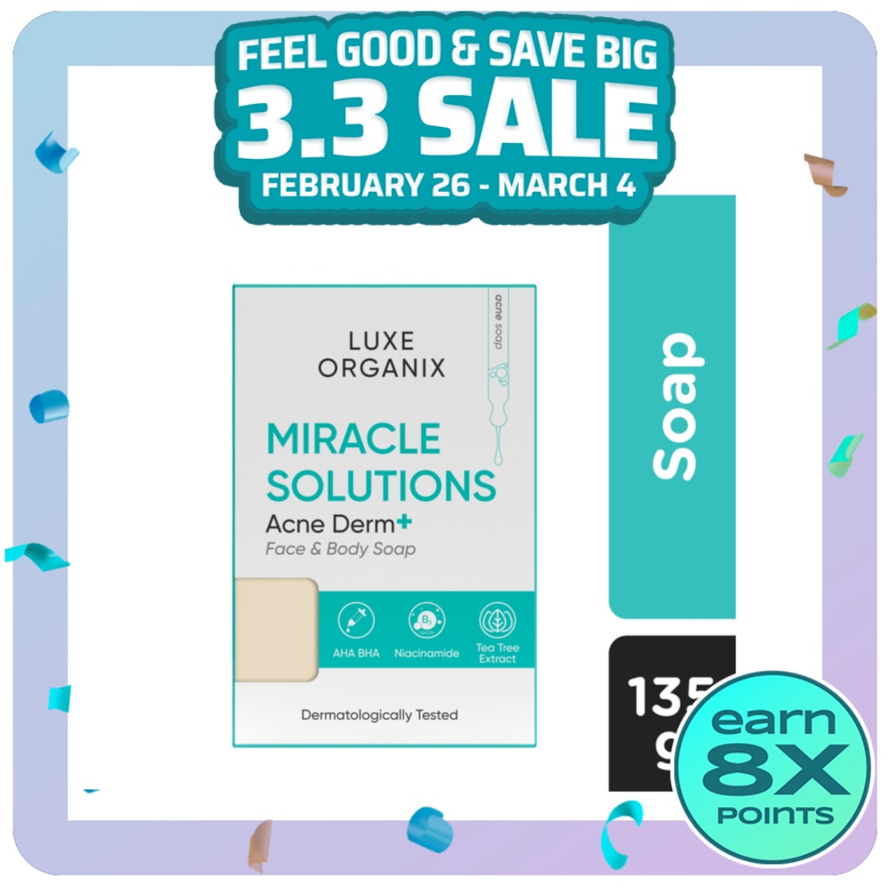 Luxe Organix Miracle Solutions AHA/BHA Soap For Face & Body 135g