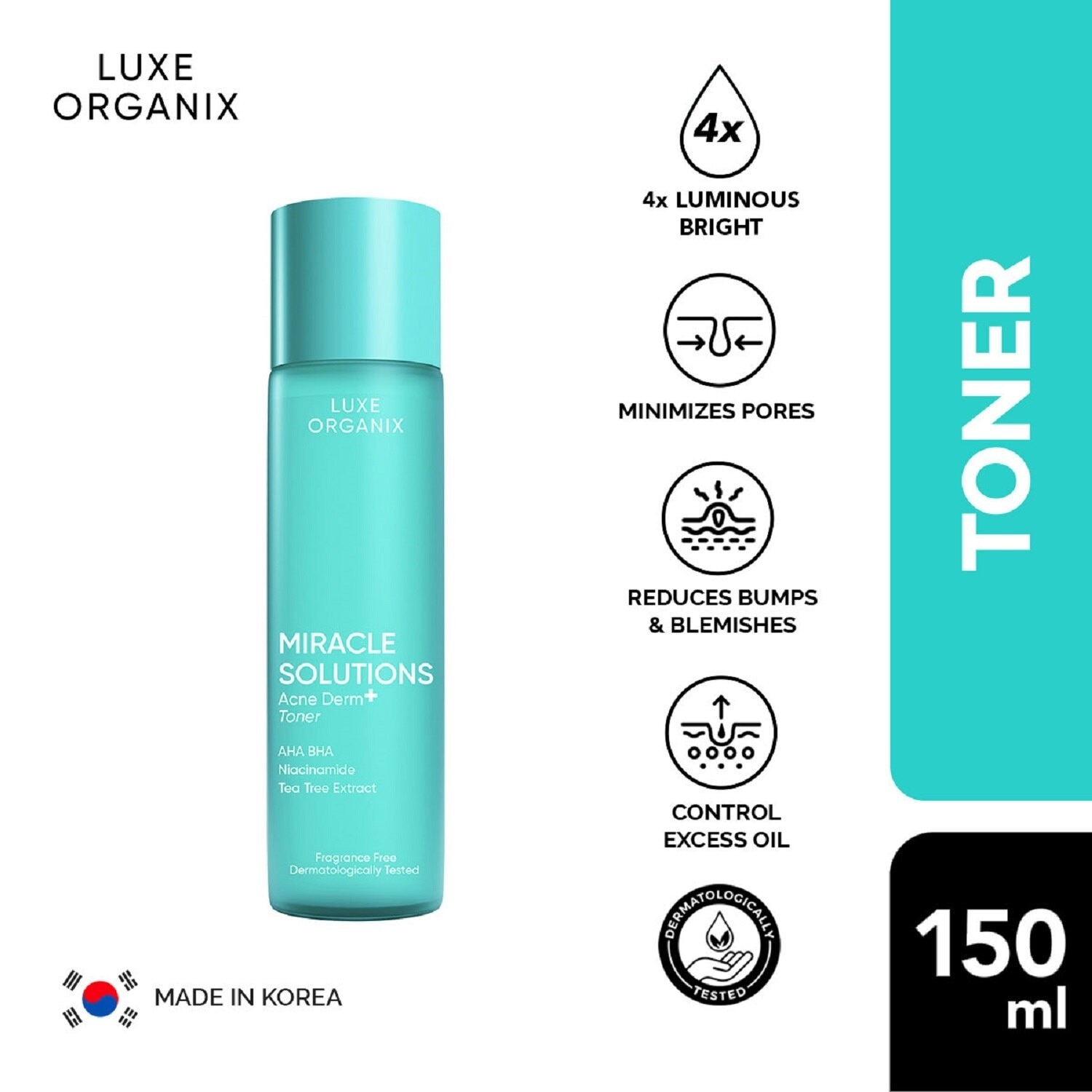 Luxe Organix Miracle Solutions Acne Derm +  Toner 150ml