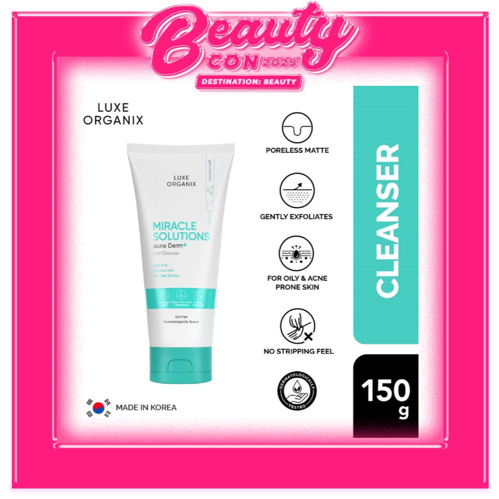 Luxe Organix Miracle Solutions Acne Derm +  Gel Cleanser 150g