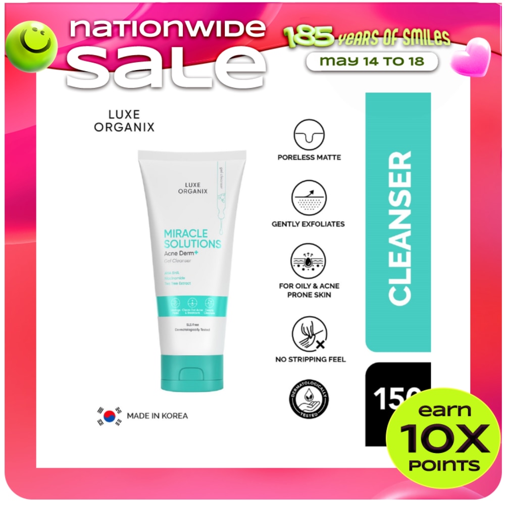 Luxe Organix Miracle Solutions Acne Derm + Gel Cleanser 150g