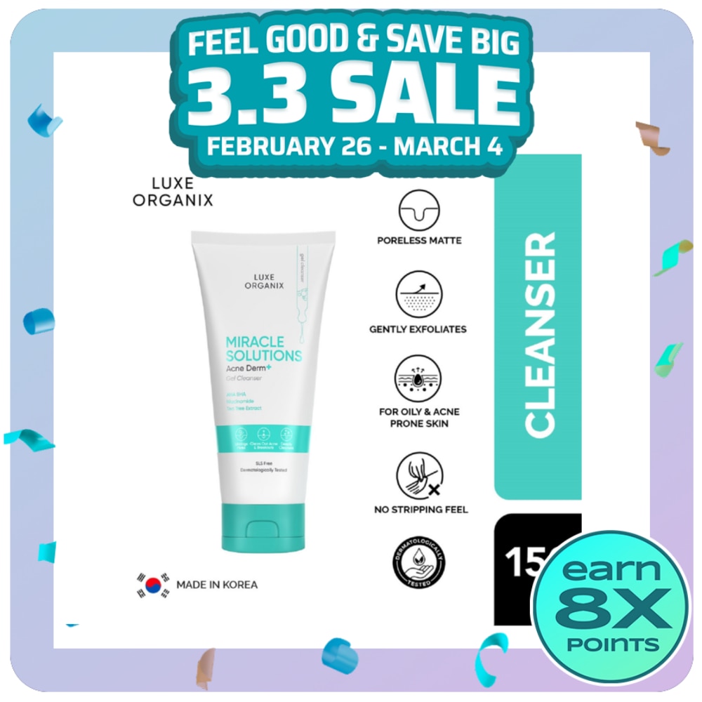 Luxe Organix Miracle Solutions Acne Derm + Gel Cleanser 150g
