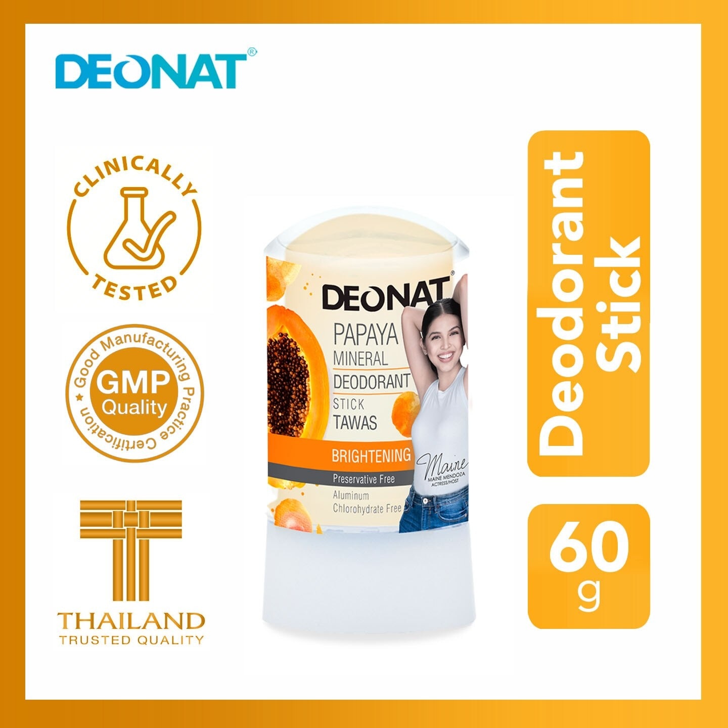 Deonat Natural Mineral Deodorant Stick Papaya 60g