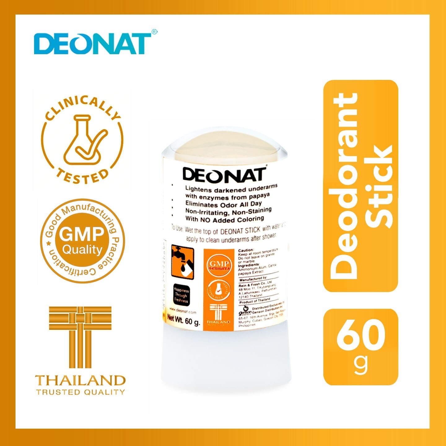 Deonat Natural Mineral Deodorant Stick Papaya 60g