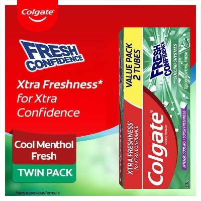 COLGATE Fresh Confidence Cool Menthol Fresh Toothpaste for Fresh Breath 175g 2 Tubes