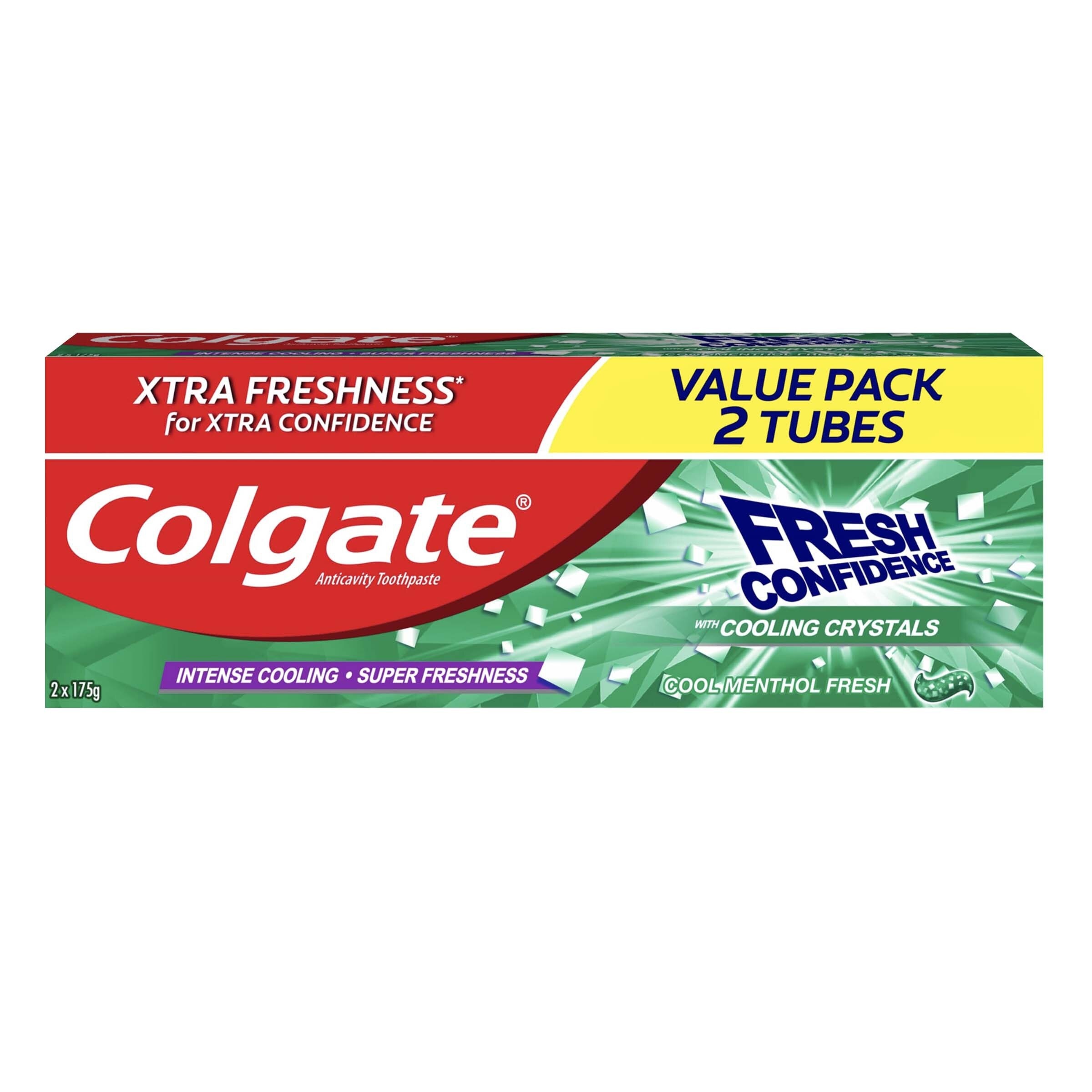 Fresh Confidence Cool Menthol Fresh Toothpaste for Fresh Breath 175g 2 Tubes