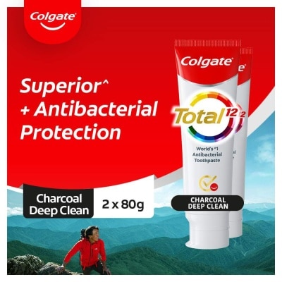 COLGATE Total Charcoal Deep Clean Whole Mouth Health Toothpaste 80g Twin Pack