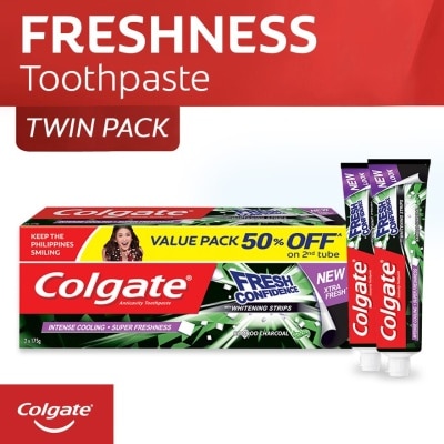 COLGATE Fresh Confidence Bamboo Charcoal Whitening Toothpaste  for Fresh Breath 140ml Twin Pack