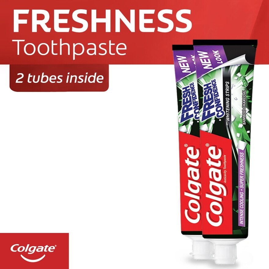 Fresh Confidence Bamboo Charcoal Whitening Toothpaste  for Fresh Breath 140ml Twin Pack