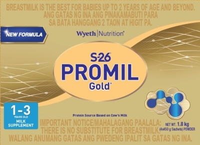 S26 Promil Gold® Three Milk Supplement For Kids 1-3 Years Old Bag in Box 1.8kg (450g x 4)