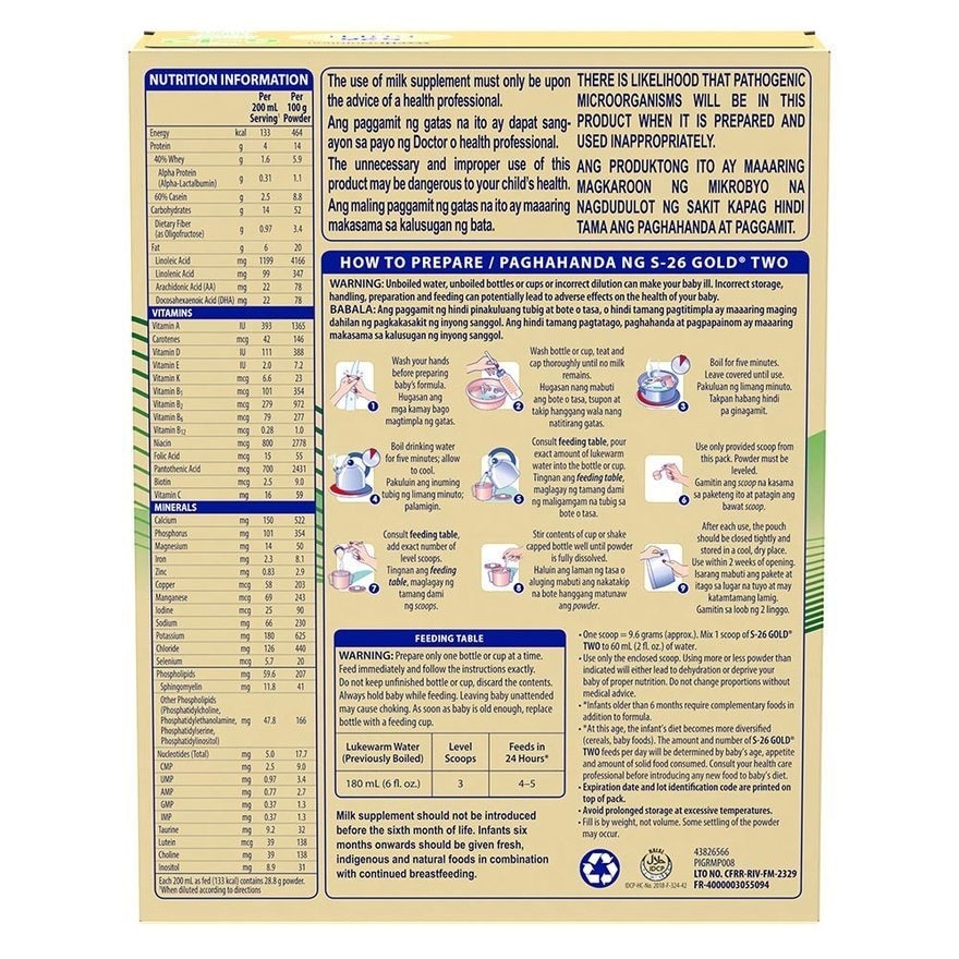 Gold® Two Milk Supplement For 6-12 Months Bag in Box 400g x 1