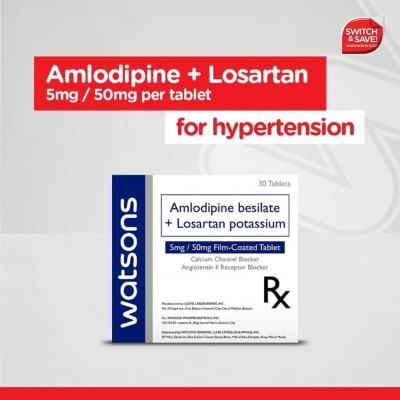 WATSONS GENERICS Amlodipine + Losartan 5mg/50mg Film-Coated Tablet [PRESCRIPTION REQUIRED]