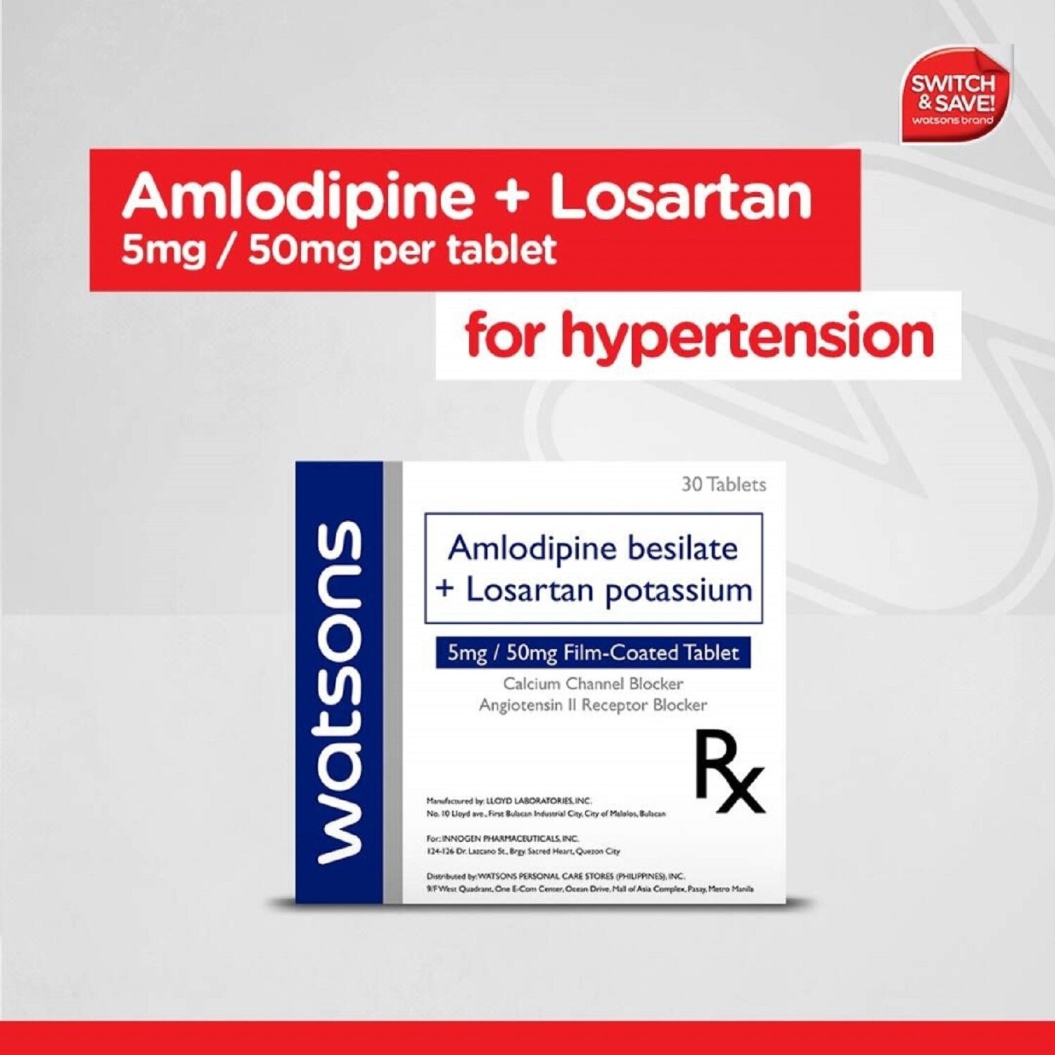 Amlodipine + Losartan 5mg/50mg Film-Coated Tablet [PRESCRIPTION REQUIRED]