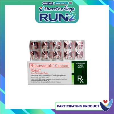 ROSWIN Rosuvastatin Calcium 5mg 1 Tablet [PRESCRIPTION REQUIRED] image
