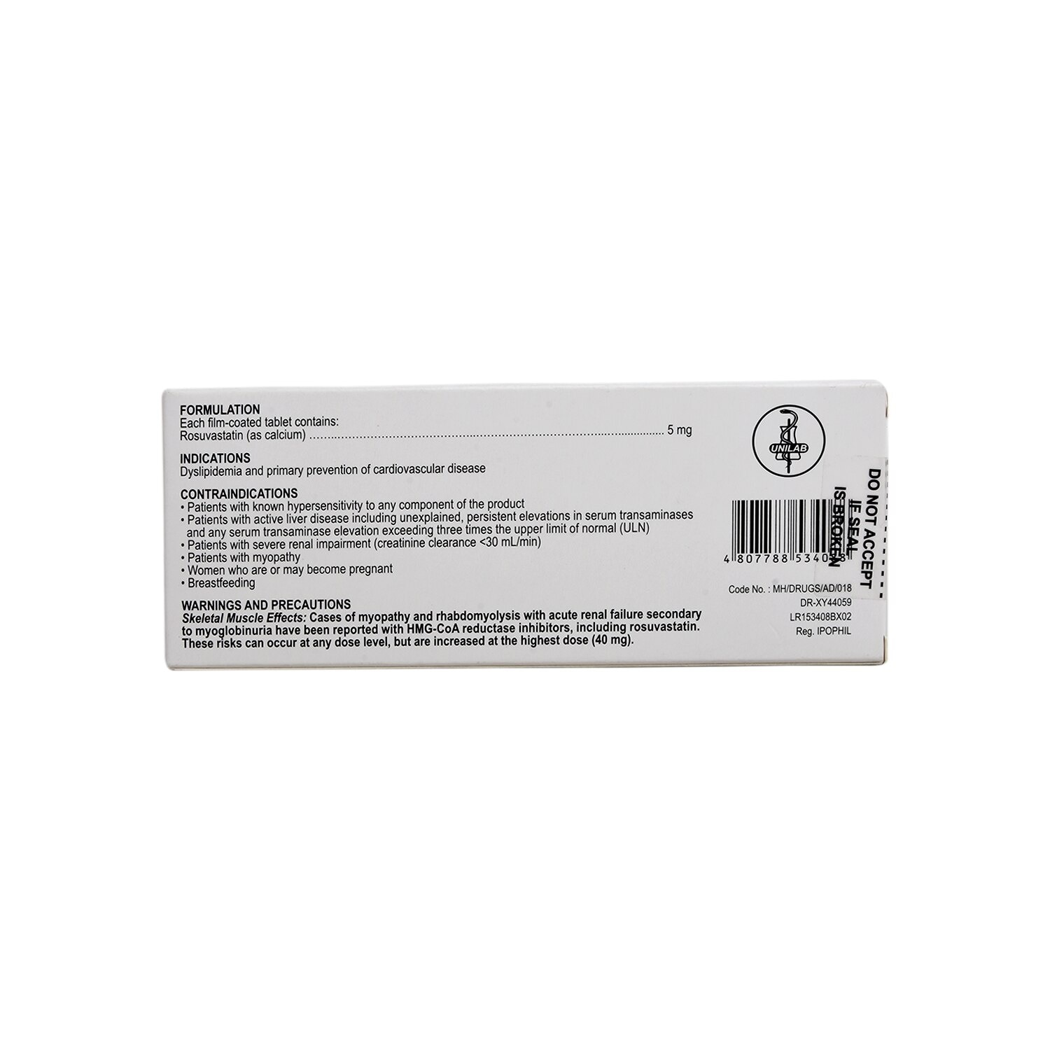 Rosuvastatin Calcium 5mg 1 Tablet [PRESCRIPTION REQUIRED]