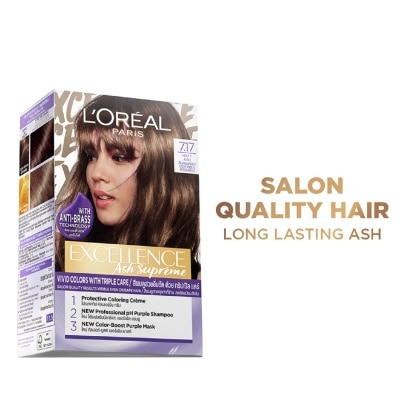 LOREAL Excellence Ash Supreme - 7.17 Matt Ash with Anti-Brass Purple Shampoo