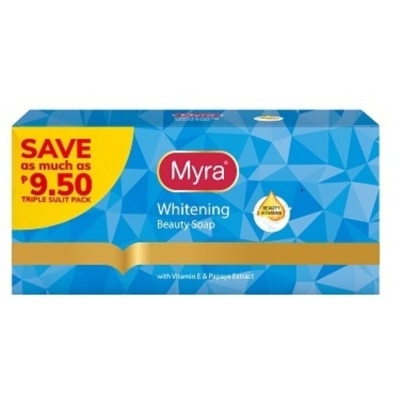 MYRA E Whitening Bar Soap with Papaya and Vitamin E 90g 3s